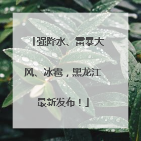 强降水、雷暴大风、冰雹，黑龙江最新发布！